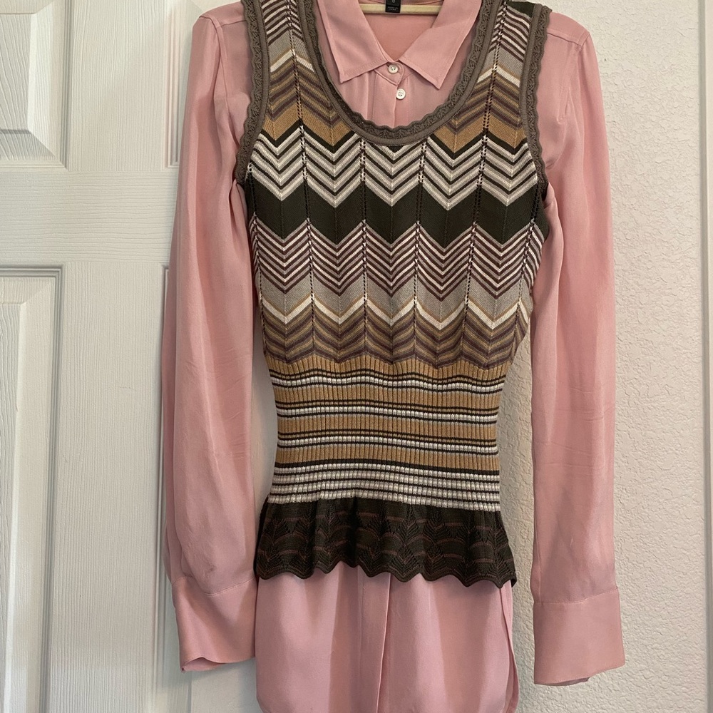 Vintage Crochet Knit Sweater Vest. Made in USA.